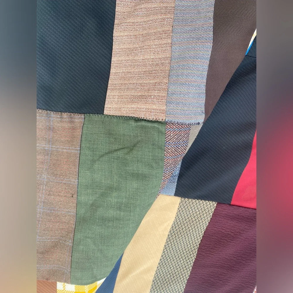 Vintage Men’s Suits Colorful Patchwork Quilt Blanket 65”/88” approx